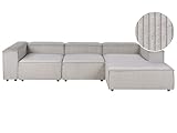 Beliani Modul-Ecksofa Cord Taupe 4-Sitzer Sofa mit Chaiselongue linksseitig Ardal