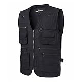 Bauzuoyo Herren Outdoor Weste Cargo Weste Arbeitsweste Herren Dünne Anglerweste Mit Vielen Taschen Leicht Softshelljacke Ohne Ärmel Multifunktionsweste Einfarbig Westen Sommerweste Sportwesten