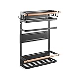 PureMounts® Magnetisches Seiten-Regal, belastbar bis 12kg, Hänge-Regal mit abnehmbaren Haken und Holzstäben, schwarz