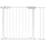 KIDIMAX Treppenschutzgitter 75-96 cm, ohne Bohren, Türschutzgitter für Kinder, Hunde und Katzen, mit Auto-Close & Keep-Open Funktion, Treppengitter weiß