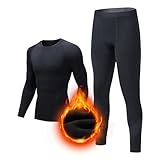 Generisch Thermounterwäsche Herren Skiunterwäsche Set Lange Unterhosen Männer Warm Funktionsunterwäsche Weich Thermowäsche Winter Thermounterhemd Set für Joggen, Radfahren, Skifahren, Motorrad