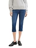 TOM TAILOR Damen Kate Slim Fit Capri Jeans, mid stone wash denim, 28