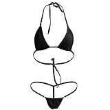 Anzhee Damen Bikini Sets Tanga Bekleidung Triangel Bademode Swimsuit Zweiteiligwe Push up Spaghetti Zweiteilige Badeanzug Schwarz