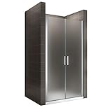 i-flair Duschtür LARA 83x180 cm Verstellbereich von 83-86 cm, Höhe: 180 cm, Duschabtrennung aus 6 mm satiniertem ESG Sicherheitsglas mit Nanobeschichtung und Edelstahlgriffen – NF