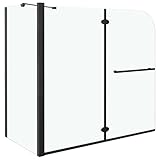 vidaXL Duschkabine Doppel Faltbar Duschabtrennung Duschwand Dusche Badewannenaufsatz Badewannenfaltwand für Badewanne ESG 120x68x130cm Schwarz