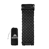JHS-TECH Camping -Schlafpolster, eingebaute Pumpenmatratze, Reisen tragbare Komfort -Inflation Matratze mit Kissen zum Campen, Rucksack, Wandern, Strand, Strand (Schwarz)