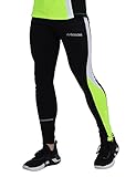 Airtracks Herren Laufhose Lang Jogginghose Trainingshose Jogginghose Fitnesshose Leggings Fahrradhose - schwarz - neon - XL - Herren