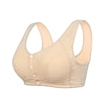 Frauen reizvolle Spitze Front-Knopf-Shaping Cup Verstellbarer Schultergurt große Yoga Bustier (Beige, 44)