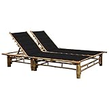 Snsowed 2-Personen-Sonnenliege mit Auflagen Bambus, Gartenliege, Liegestuhl, Sonnenstuhl, Sonneninsel Outdoor, Liegen, Gartenmöbel, Bäderliege, Relaxliege - 3063952