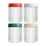 Haferbehälter – 450 ml luftdichte Glasdosen, breite Öffnung, mit sicherem Deckel für Frische, Frischhaltedosen für Obst, Soßen, Snacks, Chia, Pudding, Müsli, Bohnen, Milch, Suppe