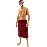 aqua-textil Wellness Saunakilt Herren 70 x 160 cm Bordeaux rot Baumwolle Saunasarong Frottee Kilt kurzer Schnitt