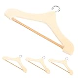 Yardwe 4Stücke Holz Kleiderbügel für Puppen Mini Kleiderbügel für Puppenschränke Zubehör für Puppengarderoben und Mini Häuser Robust und Praktisch