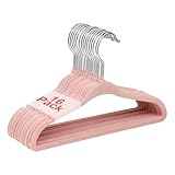 Wellong Kinderkleiderbügel, 28 cm Baby-Samtbügel mit 360°-Drehhaken, rutschfeste Kleiderbügel Samt, platzsparende Kleiderbügel für Säuglinge und Kleinkinde, 16 Stück Rosa