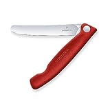Victorinox Swiss Classic Faltbares Gemüsemesser, Für Picknick, Camping, Extra Scharfe Klinge, Gerader Schliff, Rot
