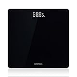 GRIFEMA GA2001-28 Personenwaage Digital, mit Hochpräzisen Sensoren bis 180kg/400lb (50g/0.1lb), Maßeinheit in kg/lb/st, Große Plattform 280x280mm, Schwarz