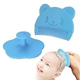 Set de 2 Herramientas para el Cuidado del Cabello del Bebé - Cepillo de Shampoo y Peine Escrúpulo en Azul, Material Alimentario Seguro