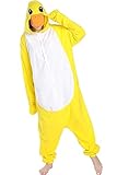 Focupaja Unisex Gelber Enten-Strampler für Erwachsene und Teenager Halloween Pyjamas Tier Cosplay Kostüme Einteiler L
