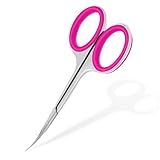 CGBE Präzise Nagelhautschere mit Gebogener Spitze, Rutschfeste Silikon Fingerlöcher, Extra Scharfer und Dünner Klinge, Scharfe Hautschere aus Edelstahl mit für Nagelhautpflege, Rosa