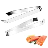 Qianyu 2 Stück Grätenzange Edelstahl Küchenpinzette Professionelle Grätenpinzette Silber Fischgrätenzange Fischgrätenpinzette Koch Pinzette für Fisch Huhn Ente Schwein Haar Koch Meeresfrüchte Geflüge