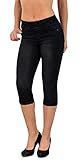 ESRA Damen Capri Jeans Hose Damen Caprihose Jeanshose mit Gummibund Caprijeans bis Übergröße J460