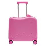 ZNLLQZN Kinderkoffer zum Draufsitzen Kindertrolley Kinder Reisekoffer, Rollkoffer mit Zugstange und Passwortschloss für 3-6 Jahren, für Kurztrips und Studienreisen, Tragfähigkeit 50-60 kg (Rosa)