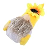 OUNONA Wichtelfigur Plüschpuppe Sonnenblume Gelbe Mütze Festliche Tischdeko Wohnraum Ornament Desktop Deko Geschenk
