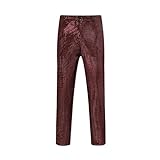 Beokeuioe Glänzender Hosen Gold Pailletten Hose Herren Glitzer Anzughose Slim fit Anzügehose Sequin Hose für Männer Karneval Kostüme Festliche Smokinghosen Bühne Clubwear