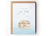 Paperlane by Essi Taufe Glückwunschkarte Baby Kind Arche A6, Geschenk Taufkarte Junge Mädchen Aquarell, blau Grußkarte heilige Taufe Unisex Geldgeschenk Patenkind (1 Klappkarte mit Umschlag)