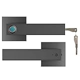 OUTFYT Fingerabdruck-Türschlossgriff USB wiederaufladbar Anti-Diebstahl Smart Biometric Keyless Security Entry Elektronisches Schloss mit 2 Schlüsseln,Sicherheitsverriegelung(Black-01)