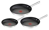 Tefal Duetto 3-teiliges Pfannenset 20,24 und 28 cm, Bratpfannen mit Thermo-Signal bei idealer Brattemperatur, Pfannen induktionsgeeignet für alle Herdarten, auch für Induktionsherde, A704S3