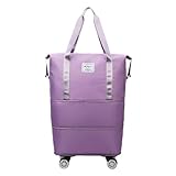 Sporttasche mit Rollen – Sporttasche mit Rollen | Faltbare Gepäcktasche, große Rolltasche, faltbar, wasserdicht, mit mehreren Fächern, Reisetasche mit Rollen, lila, Se référer au descriptif, Siehe