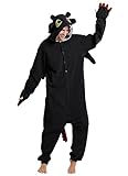 Kidukso Unisex Erwachsene Drachen Onesie Pyjamas Niedliche Tier Nachtwäsche Drache Kostüm Halloween Weihnachten Party Kostüme für Frauen Männer, Schwarz XL
