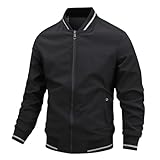 Bomberjacke Herren Reine Farbe Stehkragenjacke Lightweight Softshelljacke Schmale Passform Blousonjacke Durchgehender Reißverschluss Fliegermantel Klassisch Basic Sportjacken