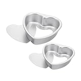 GLEAVI 2Stücke Herzförmige Kuchenform mit Abnehmbarem Boden Backform für Dichte und Leichte Kuchen für Partys Hochzeiten und Festivals aus Hochwertiger