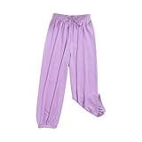 XINYUNZU Mädchen Hosen Leichte Sommerhose Dünne Hose Baggy Einfarbig Casual Sporthose Pants Girl Sommer Eisseide Freizeithose Luftige Outdoorhose Kinder Lila 140