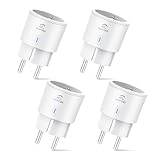 Alexa Steckdose 4er Pack, EIGHTREE Smart WLAN Steckdose mit Strommessung 16A, Sprachsteuerung & Timer, Smart Home WiFi Steckdose funktioniert mit Alexa & Google Home
