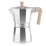 Sivaphe Espresso Kaffeemaschine 6Tassen/300ml Aluminium Moka Kanne,Coffee Maker Moka Pot für Herdplatte, Gas & Elektroherd geeignet, hitzebeständiger Griff, Silber