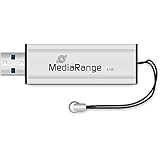 MediaRange USB 3.0 Speicherstick 8GB - Mini USB Flash-Laufwerk mit Schiebemechanismus und Schlüsselanhänger, externe Speichererweiterung mit Lesegeschwindigkeit von bis zu 34 MB/s, Farbe Silber