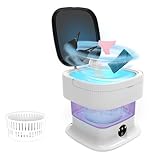 Camping Waschmaschine, 15L 2kg 2 in 1 Mini Waschmaschine mit Schleuder Tiefenreinigung von Babykleidung und Unterwäsche, Portable Waschmaschine für Schlafsäle, Wohnmobil, Wohnungen, Reisewäsche, Lila
