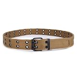 Jdlsppl Modische Herren-Gürtelschnalle, lässig, mittelgroß, Metallschnalle, doppelte Ösen, Segeltuch, geflochten, Winter, Khaki, Small-Large