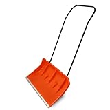 Bituxx Schneeschieber 80cm Schneeschaufel Schneewanne Schneeschild extra Breit mit Bügelgriff und Räder Orange (1 Stück)