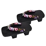 MOKKHNB Sommer Clogs Holzpantoletten Damen Herren Slipper Komfortabel Casual Sandalen Schwarz Blumenmuster Für Freizeit Outdoor Strand