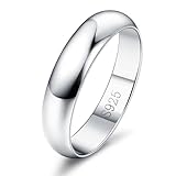 Diamday 925 Sterling Silber Ring Frauen Männer Schlicht Verlobungsring Polierte Trauring Hochzeit Glänzend Elegant Ring Silber Damen Ehering für Paar Simpel Damenring Herrenring Schmuck 4MM 60