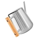 SUPVOX Edelstahl Gießkanne mit Langem Auslauf und Ergonomischem Holzgriff Kleine Blumengießkanne für Zimmerpflanzen Praktisches Bewässerungsset für Drinnen und Draußen Langlebiger