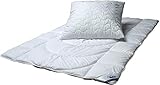 BeCo Betten-Set Microfaser BW101248, Kochfest, Ganzjahresdecke 135x200 und Kissen 080x080cm, kuschelig und schadstoffgeprüft, Weiß