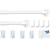 2 Stücks Vitragestangen, Gardinenstange Ausziehbar ohne Bohren, Gardinenstangen, für Store, Schrank, Fenster, Küche, DIY-Projekte(30-50CM,Weiß)