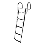3/4-stufige Schiffsleiter, Teleskop-Bootsleiter aus Edelstahl, rutschfeste Taucherleiter mit Schnallen für Yacht, Schiff, Boot, Schwimmbad,Silber,4 Step
