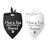 Hundehalstuch, Motiv: Mom & Dad are Getting Me a Human Hundehalstuch, für Hundeliebhaber, 2 Stück, Weiß / Schwarz
