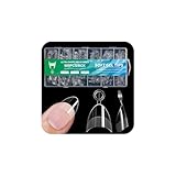 TTPSRY 600 Stück Transparente Nagelspitzen Ultra-Kurz Kein Feilen Notwendig Super Dünn Unsichtbar Perfekt für DIY Maniküre Salon Frauen Mädchen