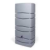 Kreher XXL Regentonne Aqua Tower aus Kunststoff in verschiedenen Größen und Farben (wählbar). Tolle Optik in einem schlichten, edlen Design - mit Auslaufhahn! (650 Liter, Grau)